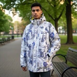 Triple Nickel 555 Mens Large Loose Ski Snowboard Jacket Zip Off Hood Snow Parka